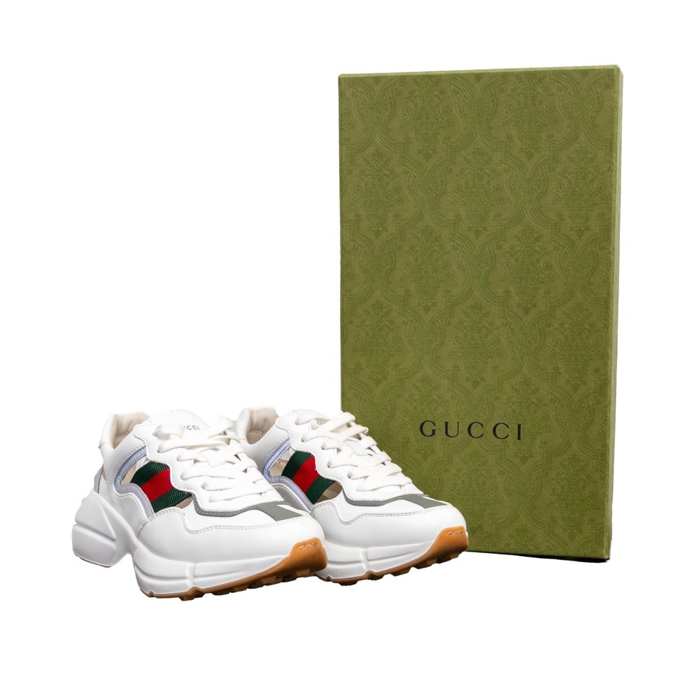 Authentic Gucci Rhyton Off The Grid Sneakers White Green Red Size EU 35 US 5